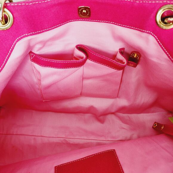 Sigrid Olsen Extra Large Pink & Cream Striped Fabric Tote Bag Shoulder Purse - Picture 13 of 14